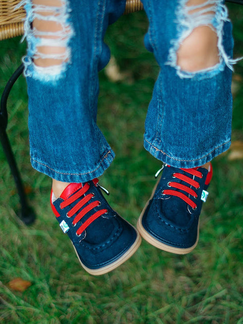 Mooshu Trainers Baby Boys Navy Blue Suede Squeaky Bailey Ankle Boots 3-4 Baby - SophiasStyle.com
